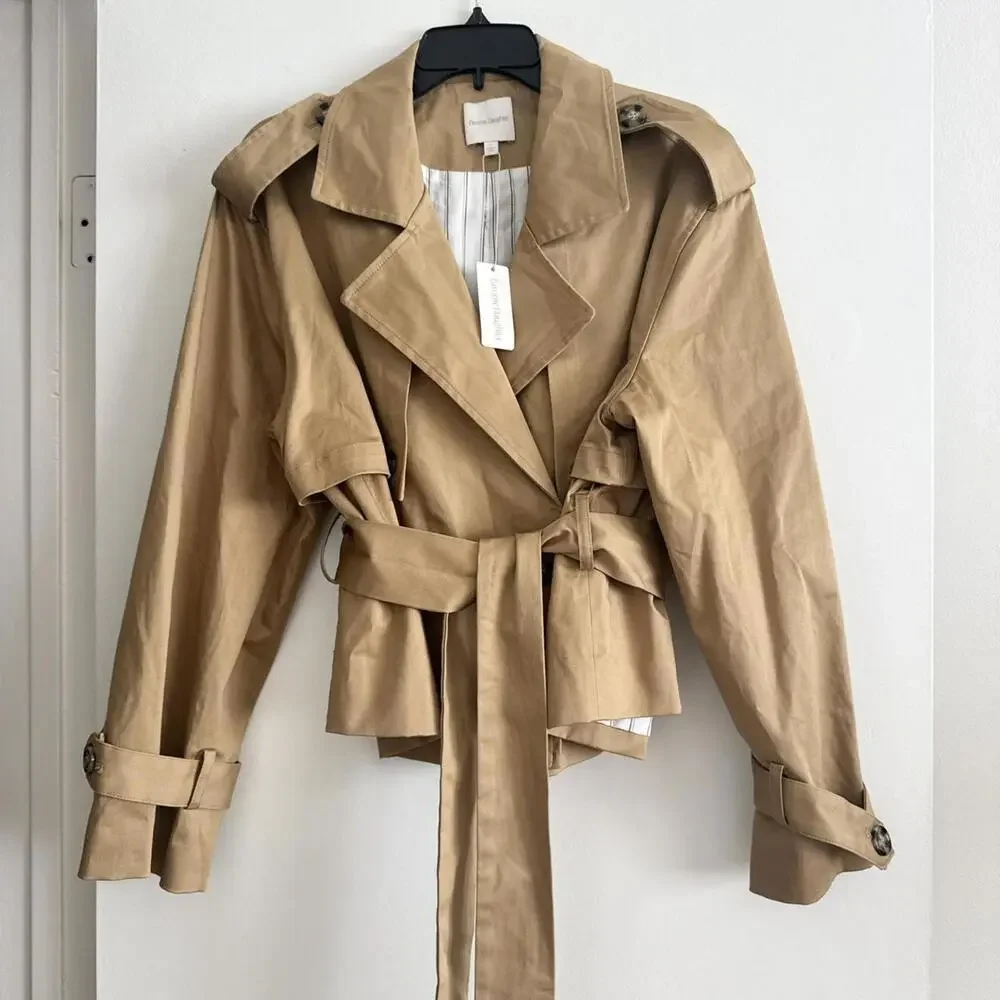 Women's Tan Coat THE CROPPED CHARLES TRENCH - Picture 2 of 8